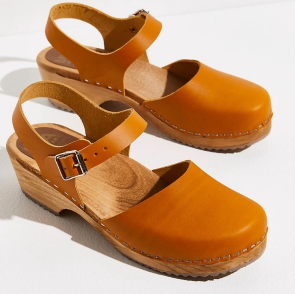MIA Sofia Swedish Clog Free People Size 36 & 40 Mustard Yellow Leather Mary Jane - Picture 5 of 13